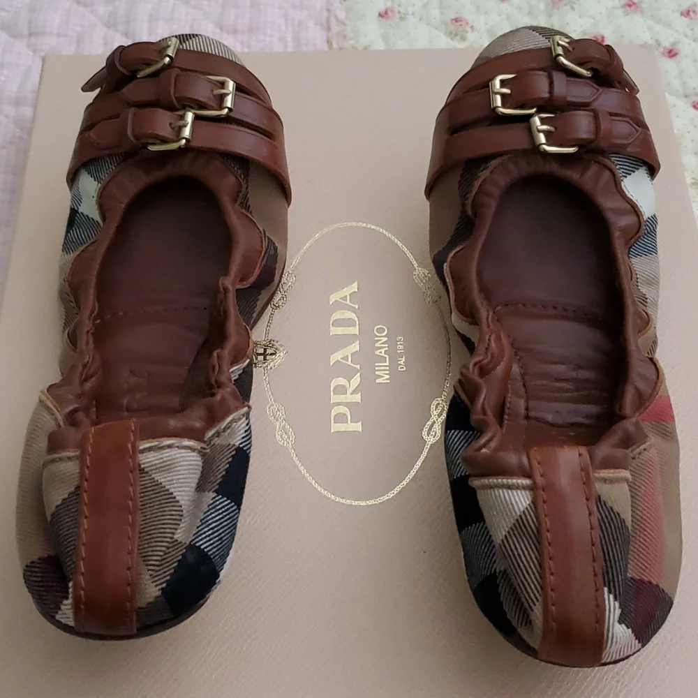 Burberry ballet flat shoes nova check plaid  buckled Leather 36 6 - Picture 3 of 9